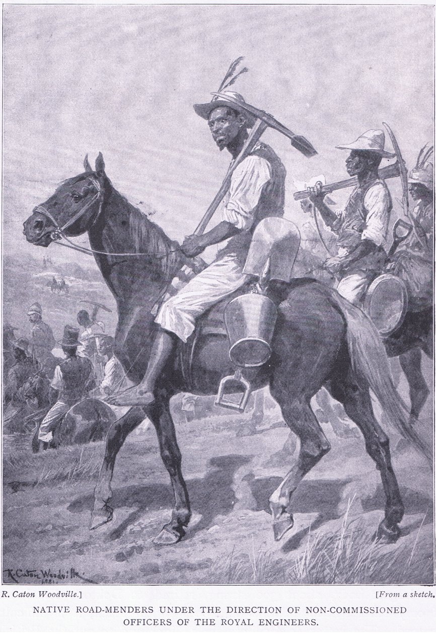 Einheimische Straßenarbeiter, aus After Pretoria: Der Guerillakrieg veröffentlicht von Harmsworth Bros Limited, 1901 von Richard Caton Woodville