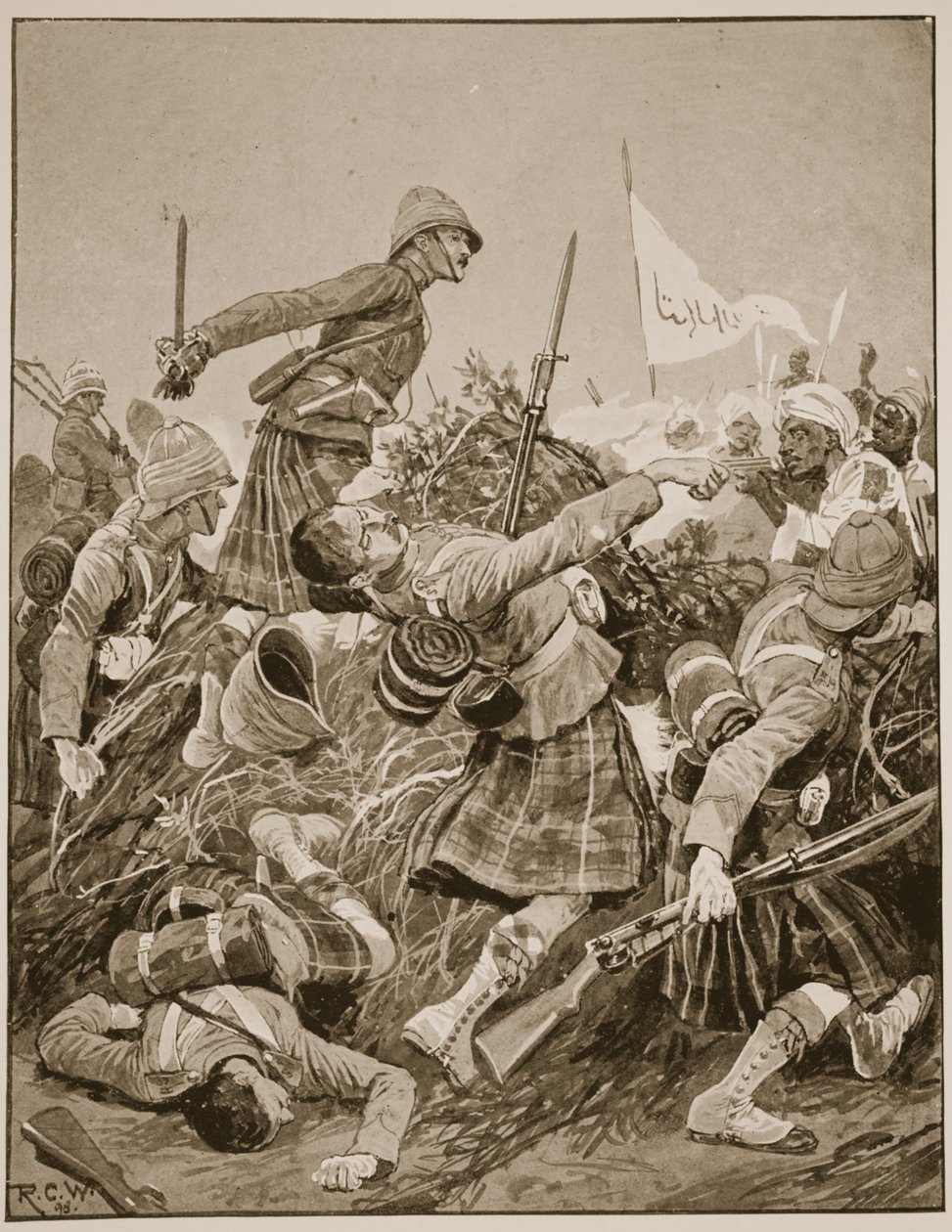 Die Seaforth Highlanders stürmen das Zareba in der Schlacht von Atbara, Illustration aus 