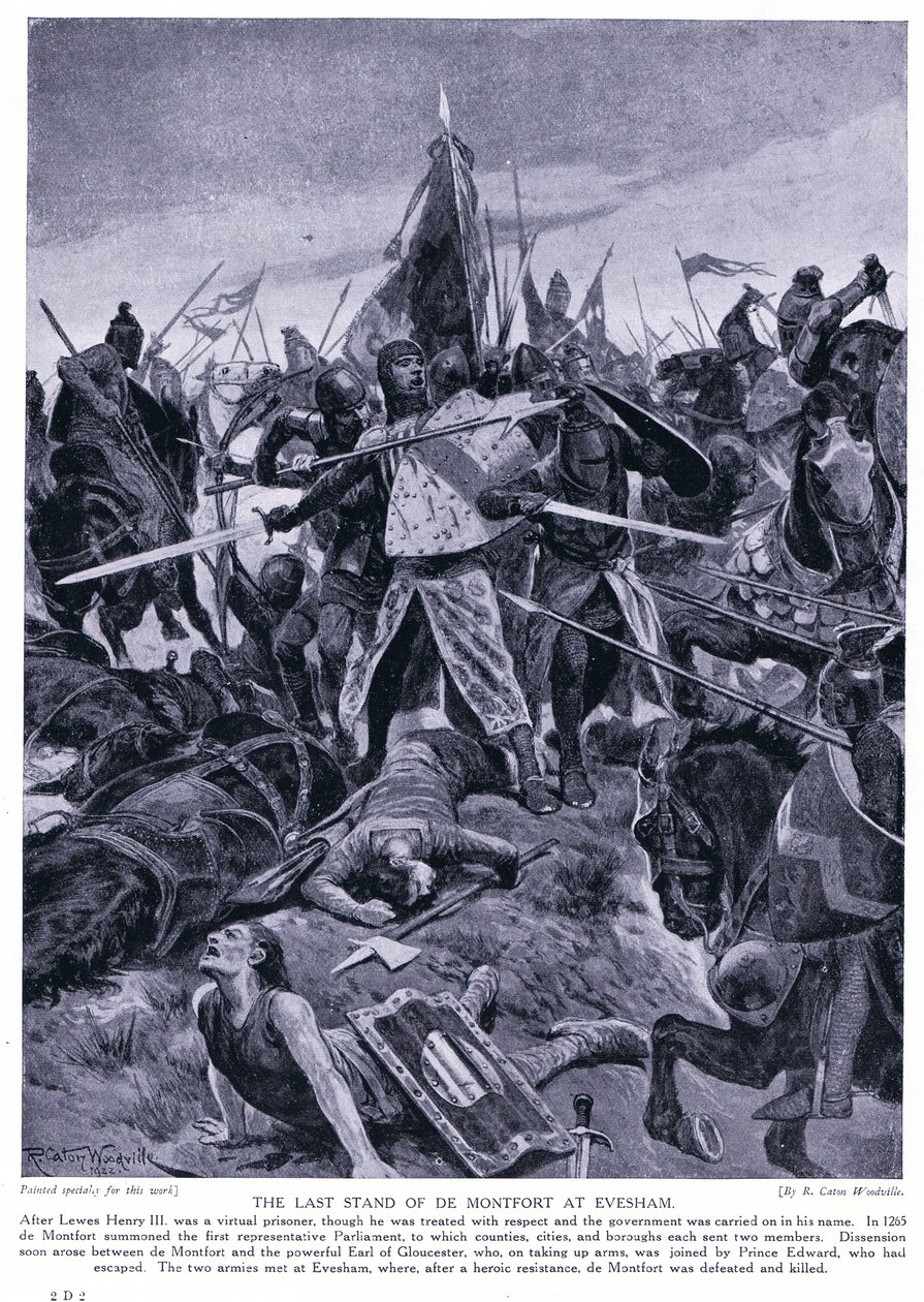 Der letzte Widerstand von de Montford bei Evesham AD1265, 1920er Jahre von Richard Caton Woodville junior