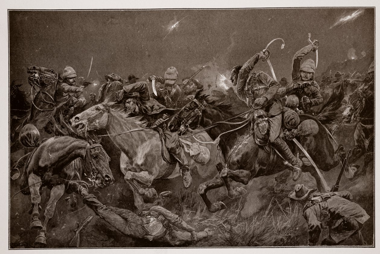 Der nächtliche Angriff der 19. Husaren bei Lydenberg am 7. November 1900 von Richard Caton Woodville junior