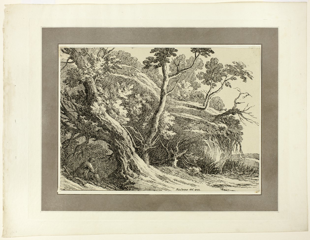 Landschaft mit großen Bäumen, aus der ersten Ausgabe von Specimens of Polyautography von Richard Cooper II