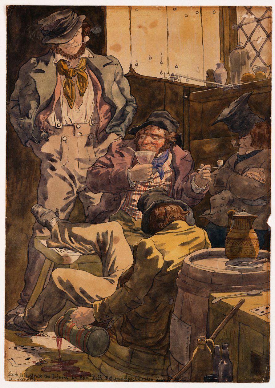 Skizze zur Darstellung der Leidenschaften - Trunkenheit, 1854 von Richard Dadd