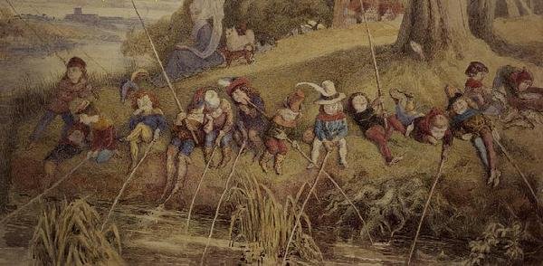 Dame Julianna Berners lehrt ihre jungen Schüler die Kunst des Fischens von Richard Doyle