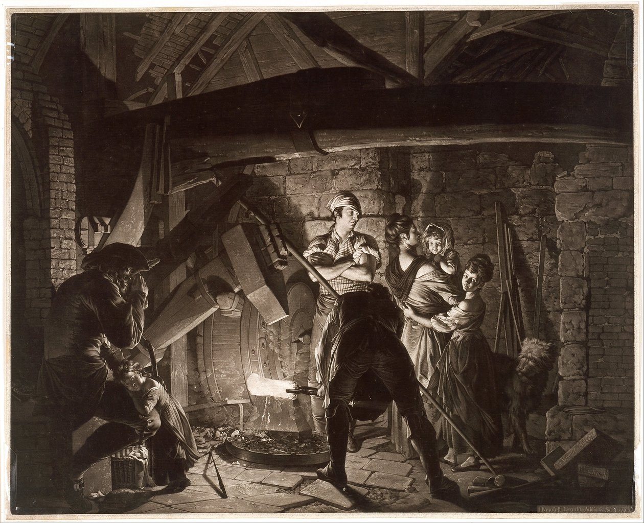 Eine Eisenhütte, nach Joseph Wright of Derby von Richard Earlom