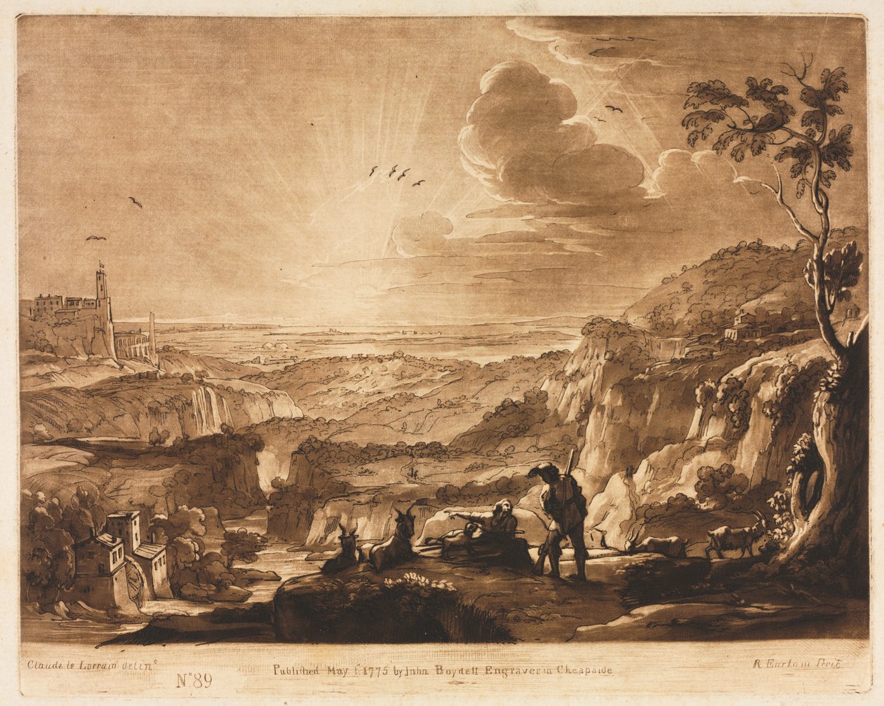 Liber Veritatis: Nr. 89, Blick auf ein bergiges weites Land von Richard Earlom