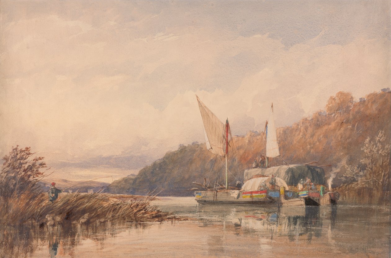 Heu- und Holzflöße auf dem Conway von Richard Henry Nibbs
