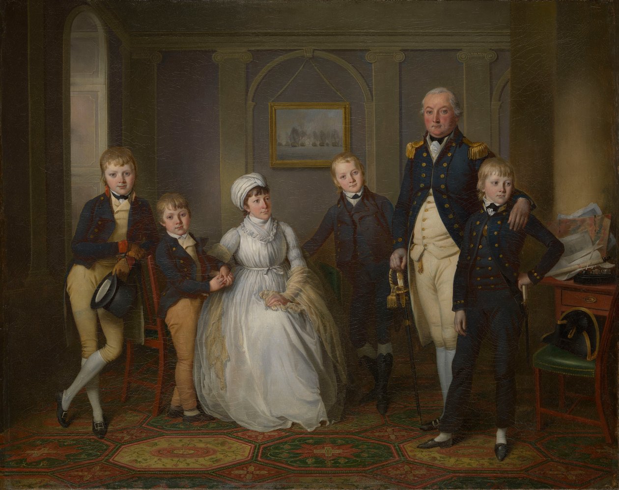 Kapitän Richard Grindall (1750-1820) und seine Familie, ca. 1800 von Richard Livesay