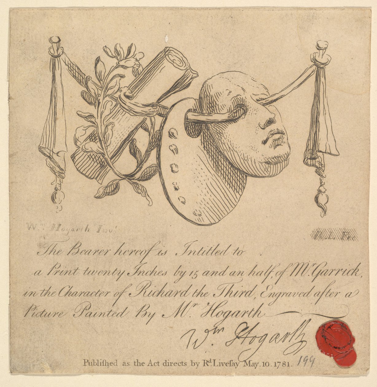 Maske und Palette, 1781 von Richard Livesay