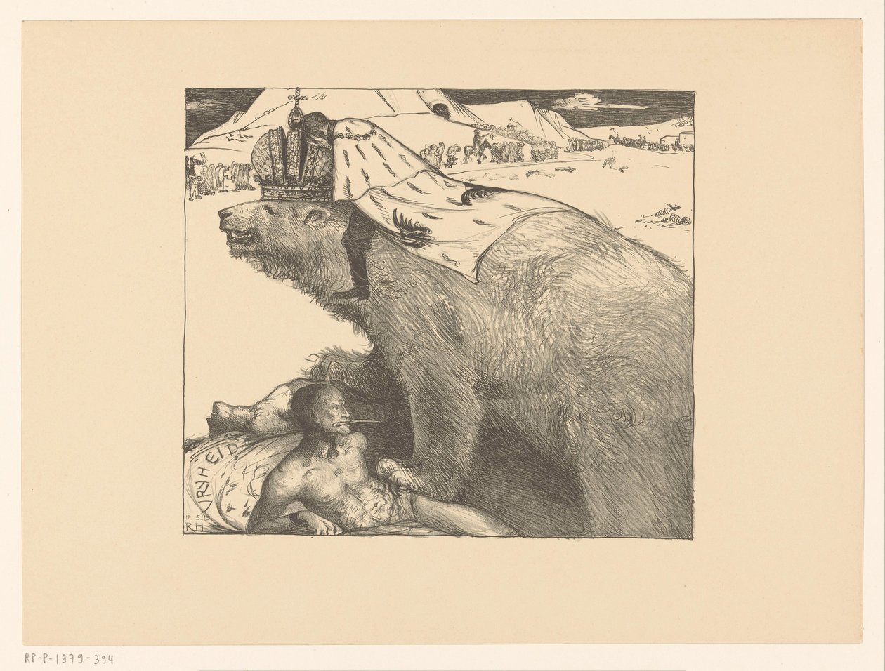 Zar Nikolaus II. von Russland auf dem russischen Bären von Richard Nicolaüs Roland Holst