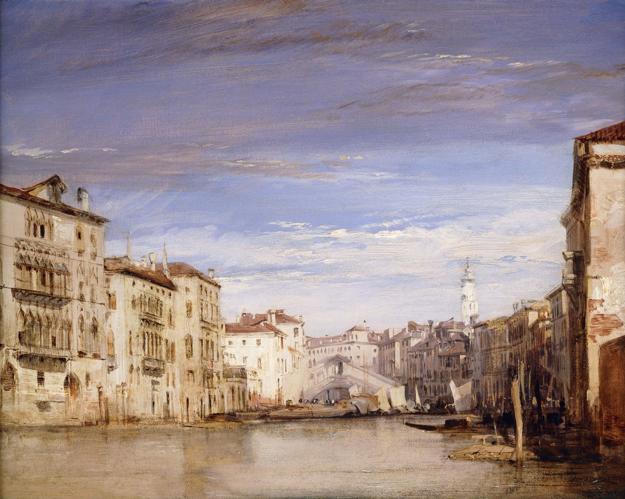 Blick auf den Canal Grande in Venedig, vom Palazzo Bernardo in Richtung Rialtobrücke von Richard Parkes Bonington