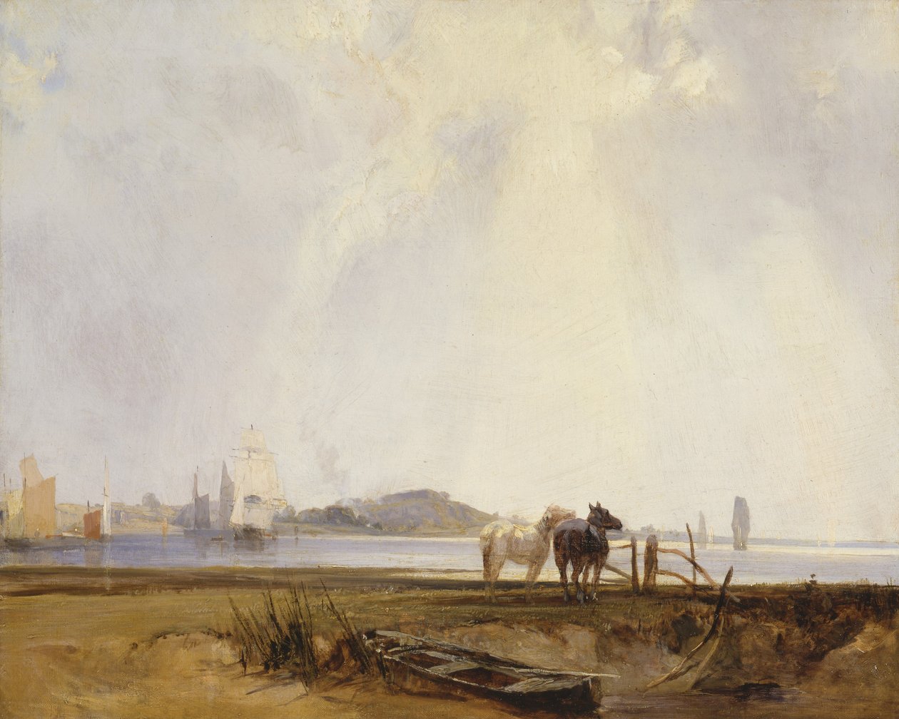 Landschaft bei Quilleboeuf, Frankreich, um 1824-25 von Richard Parkes Bonington
