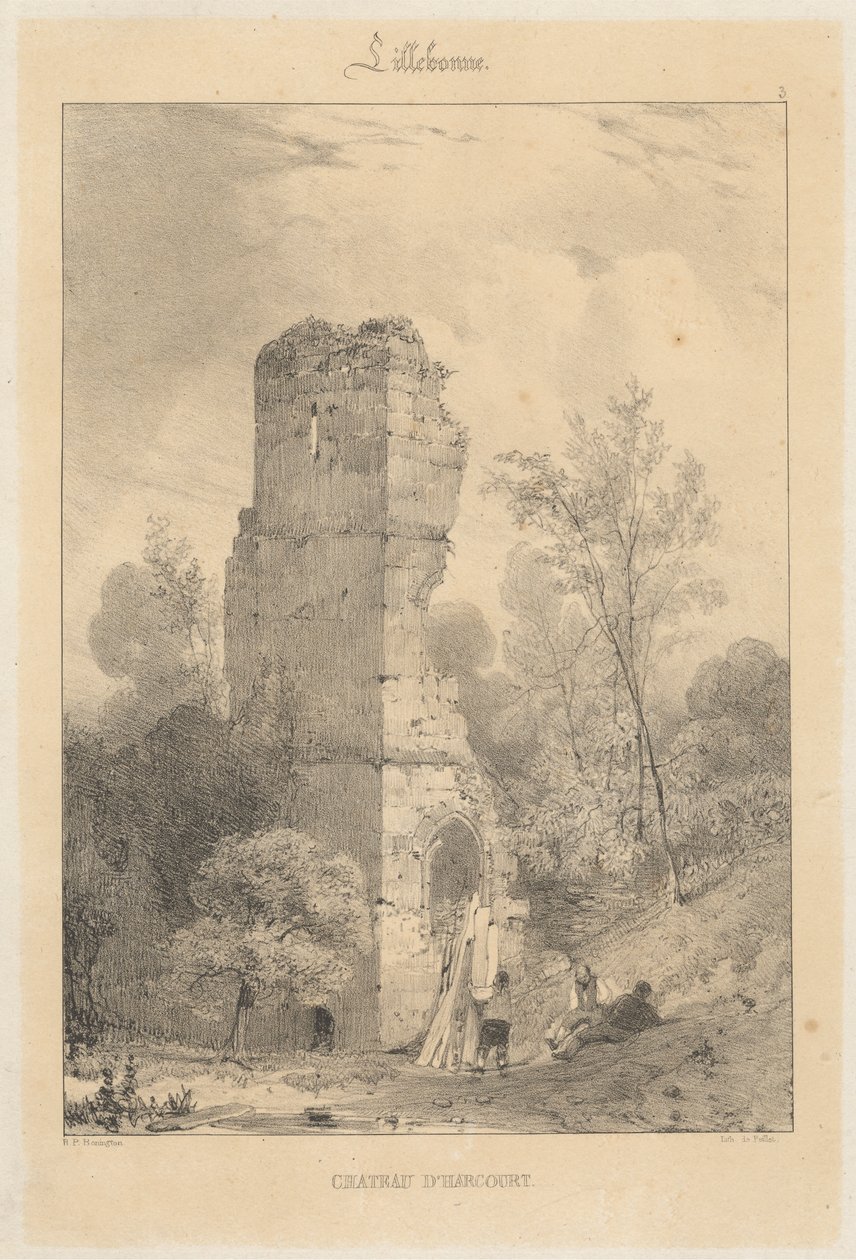Lillebonne - Schloss Harcourt von Richard Parkes Bonington