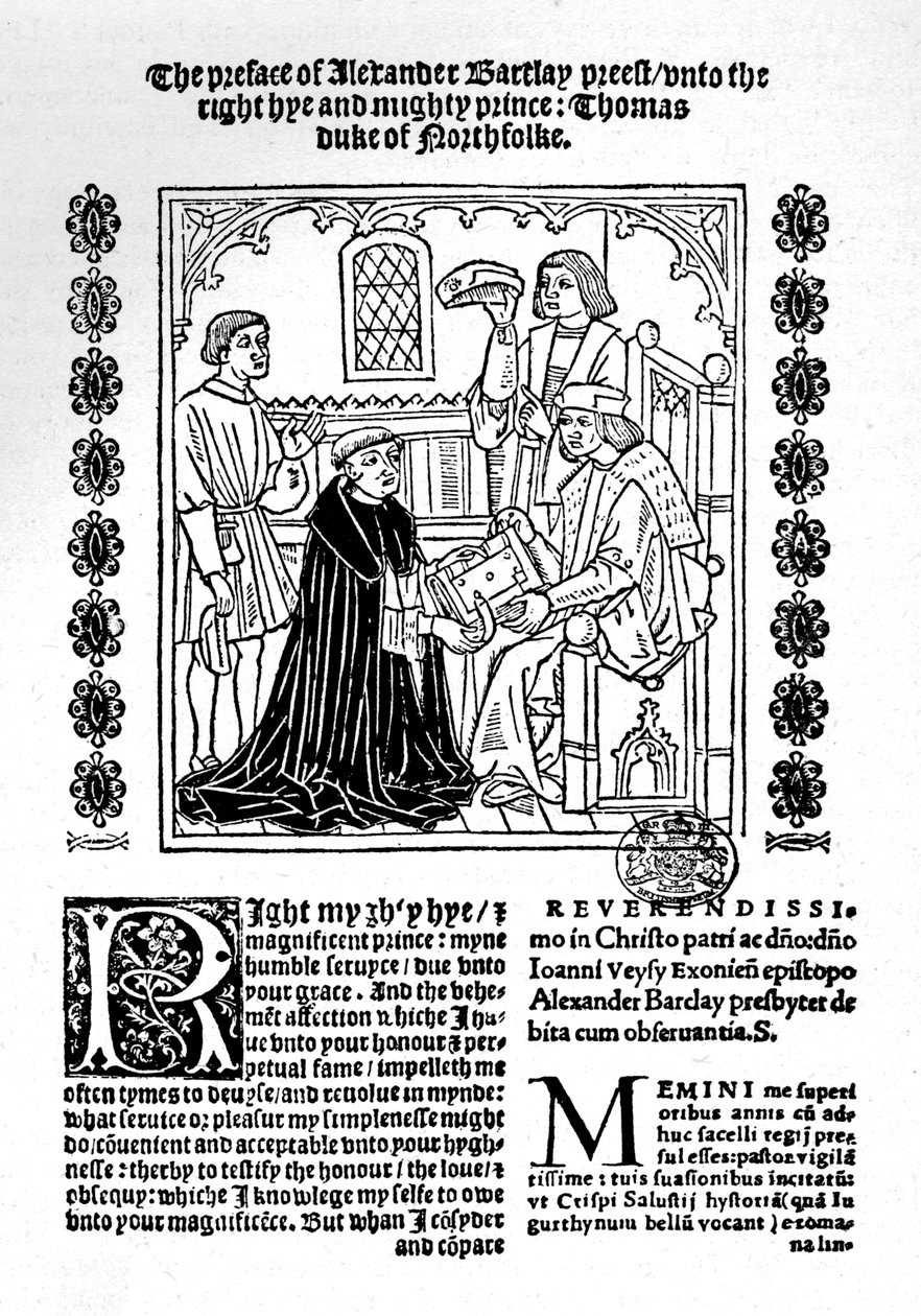 Der Übersetzer überreicht sein Buch dem Herzog von Norfolk von Richard Pynson