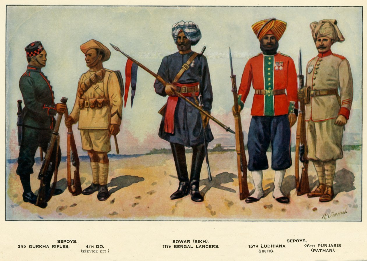 Typen der indischen Armee von Richard Simkin