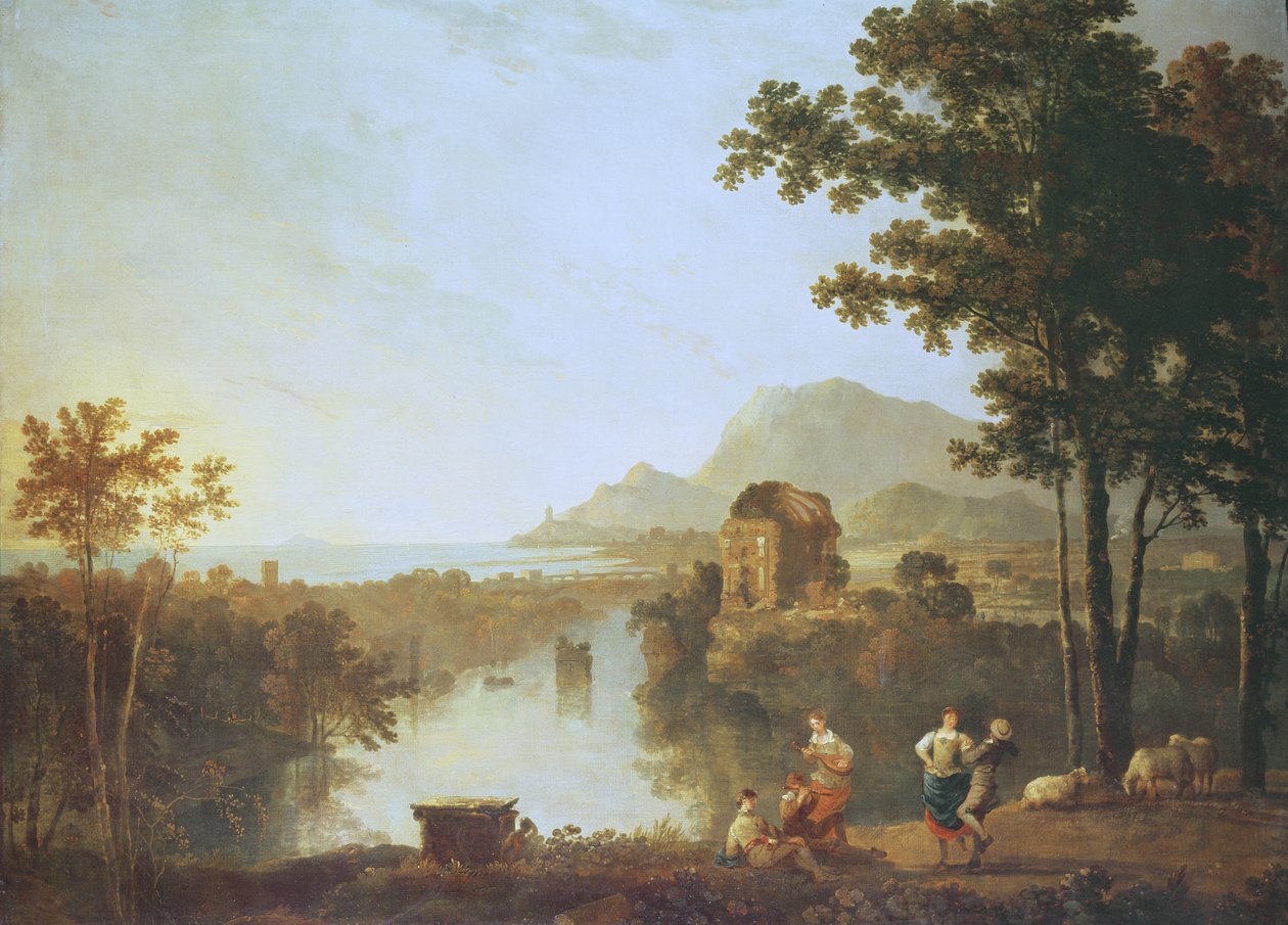Weitläufige Küstenlandschaft am Abend von Richard Wilson