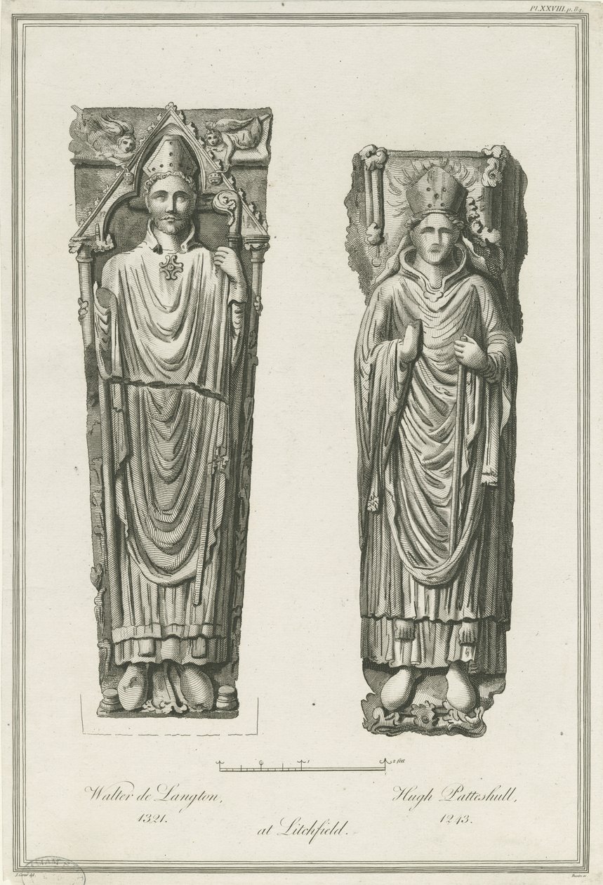 Lichfield Kathedrale - Effigien von Walter de Langton und Hugh de Patteshull von Richard Woollett Basire