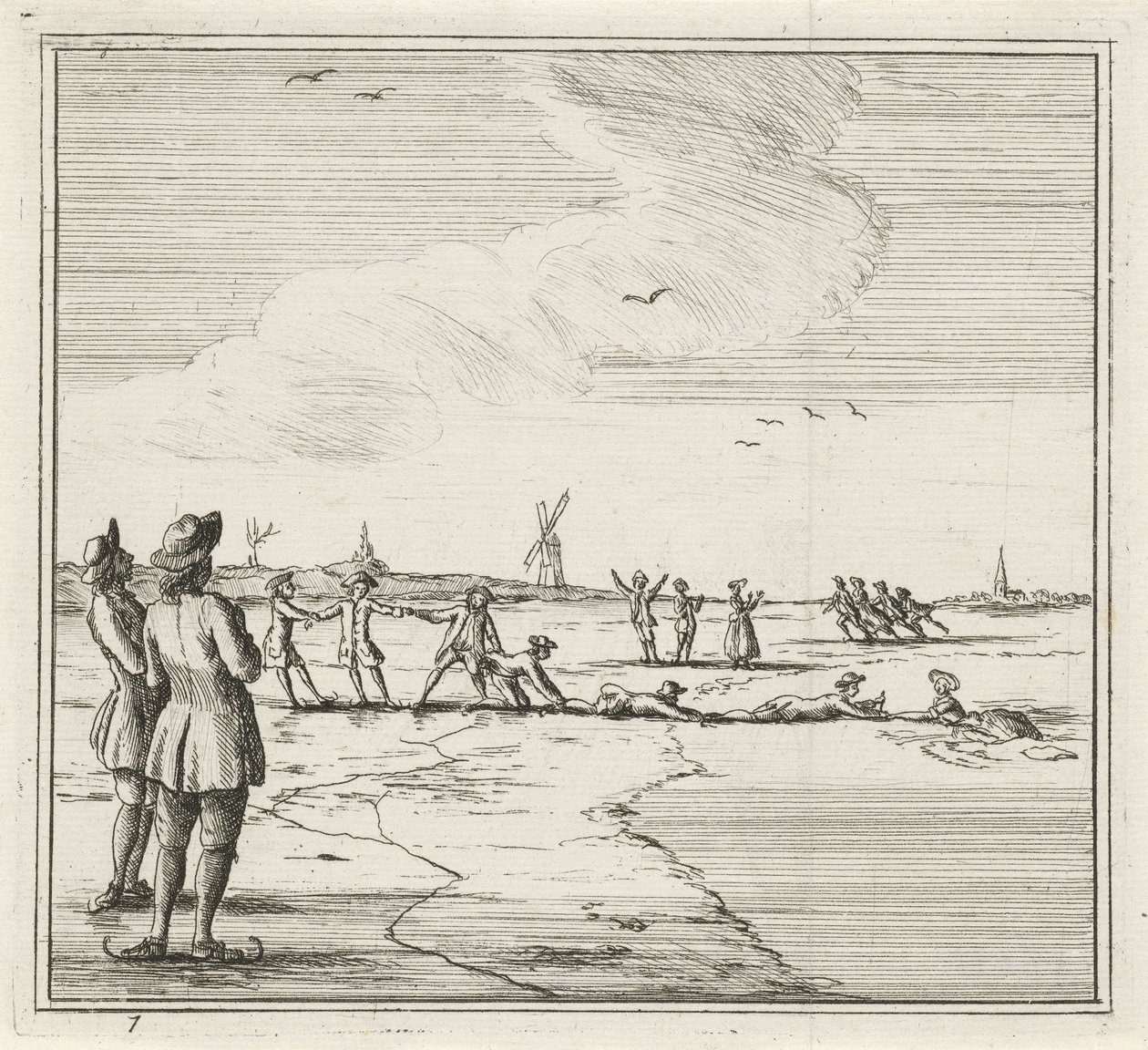 Winterlandschaft mit Schlittschuhläufern von Rienk Jelgerhuis