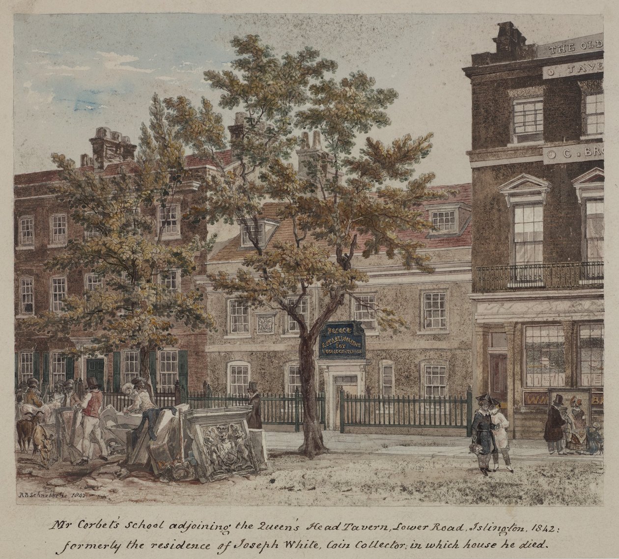 Mr. Corbets Schule, Lower Road (Essex Road) Islington von Robert Blemell Schnebbelie