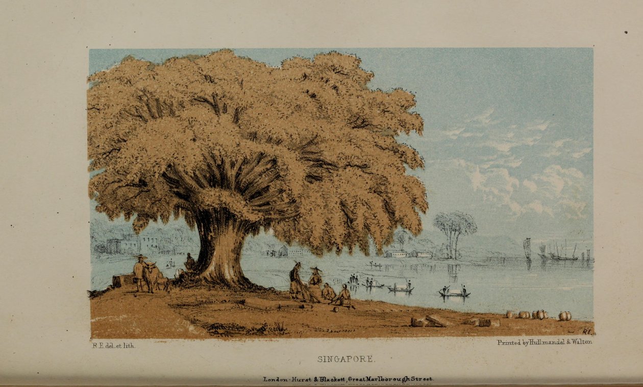 Singapur, Aquarell von Robert Elwes (1819–1878), ein wohlhabender junger britischer Gentleman aus Norfolk von Robert Elwes