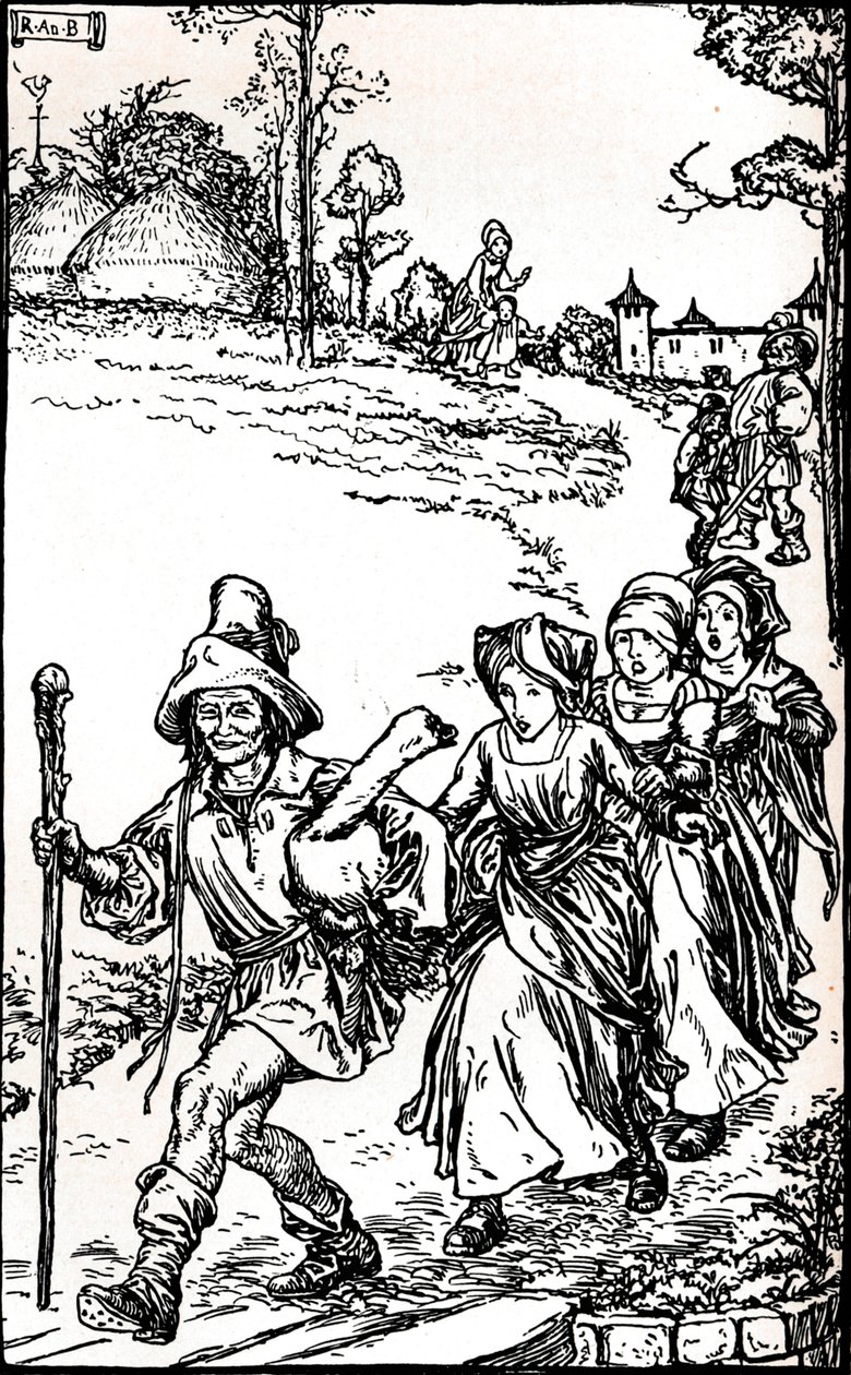 Die goldene Gans aus Grimms Märchen, um 1900 von Robert Anning Bell