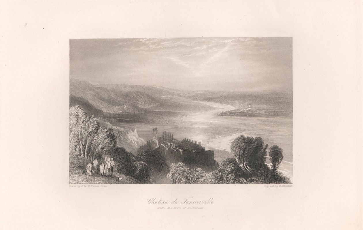 Chateau de Tancarville, mit der Stadt Quilleboeuf von Robert Brandard