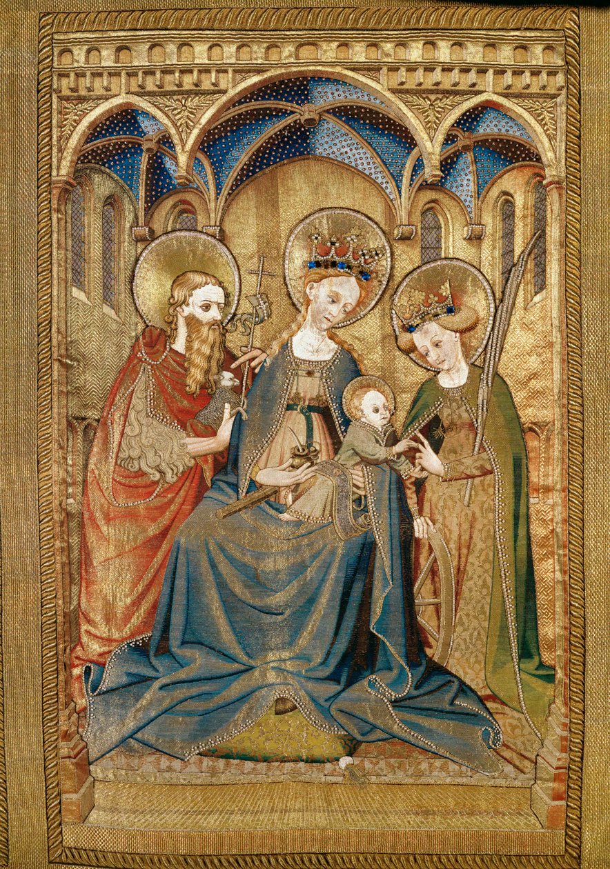 Maria und Kind zwischen Katharina und Johannes dem Täufer (Detail) von Robert Campin