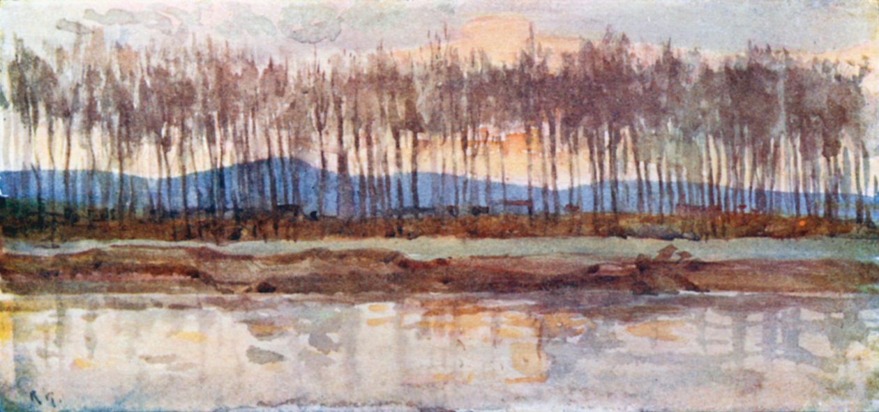 Ufer des Arno im Abendglühen von Robert Charles Goff
