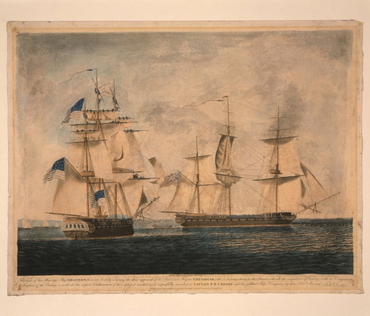 HMS Shannon erobert USS Chesapeake, 1. Juni 1813 von Robert Dodd