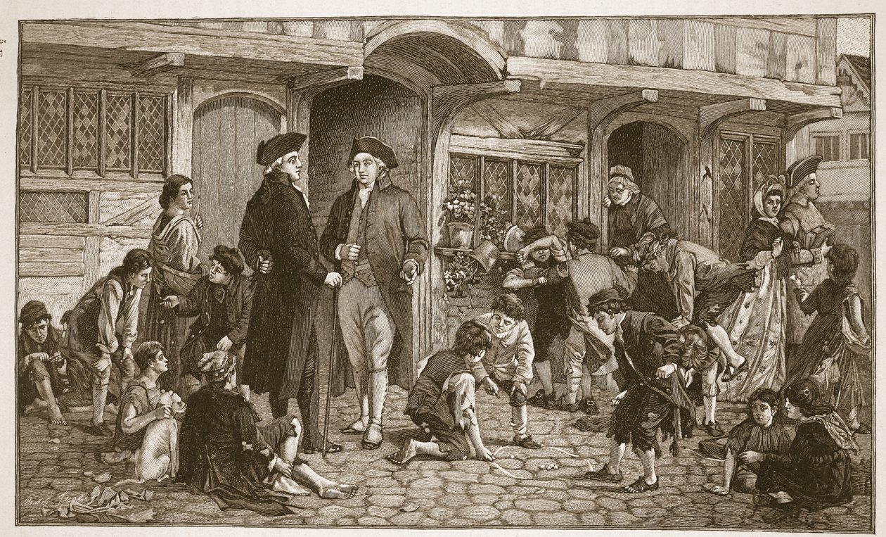 Der Ursprung der Sonntagsschulen: Hare Lane, Gloucester, 1780, Illustration aus 