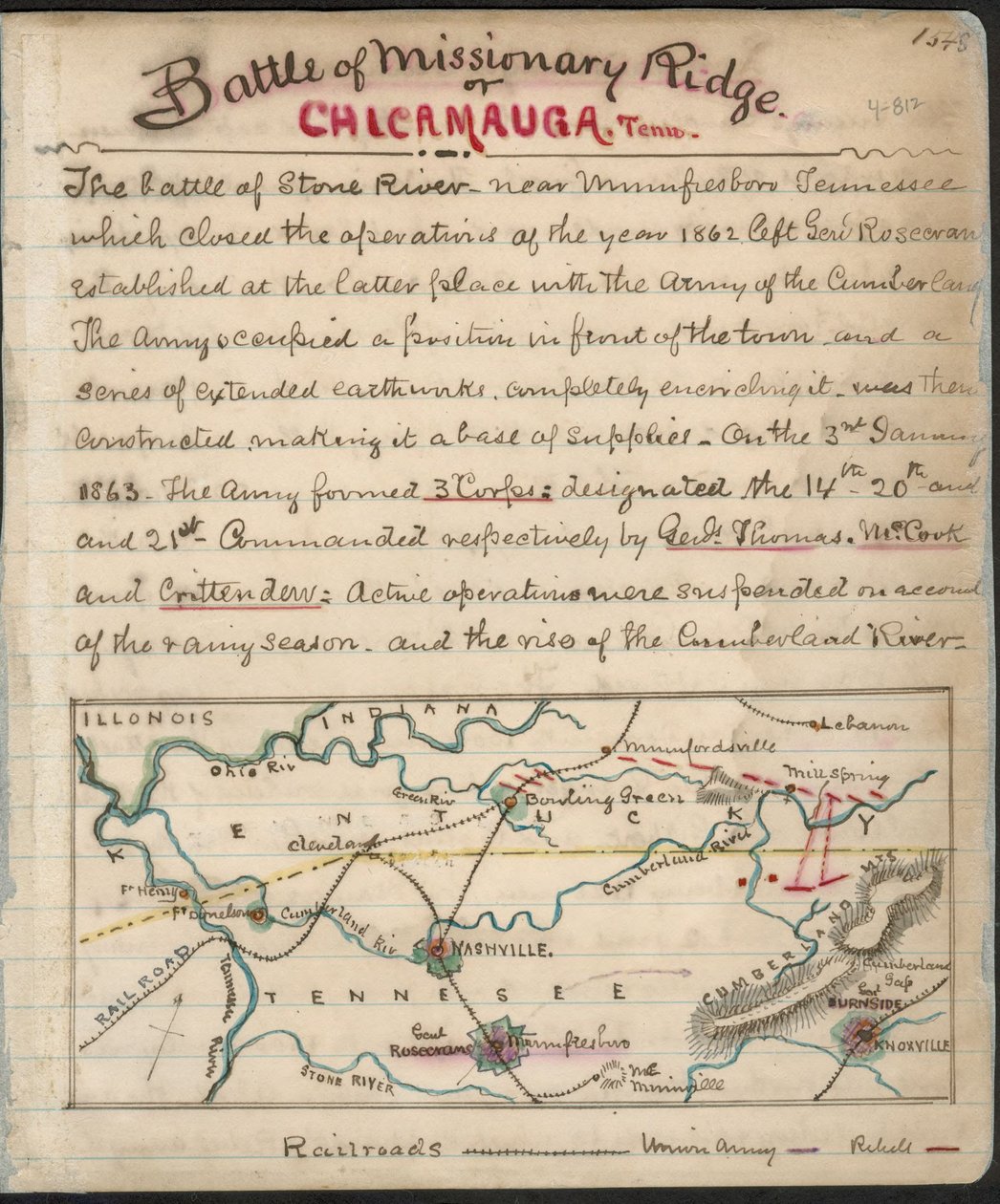 Schlacht von Missionary Ridge oder Chickamauga, Tennessee von Robert Knox Sneden