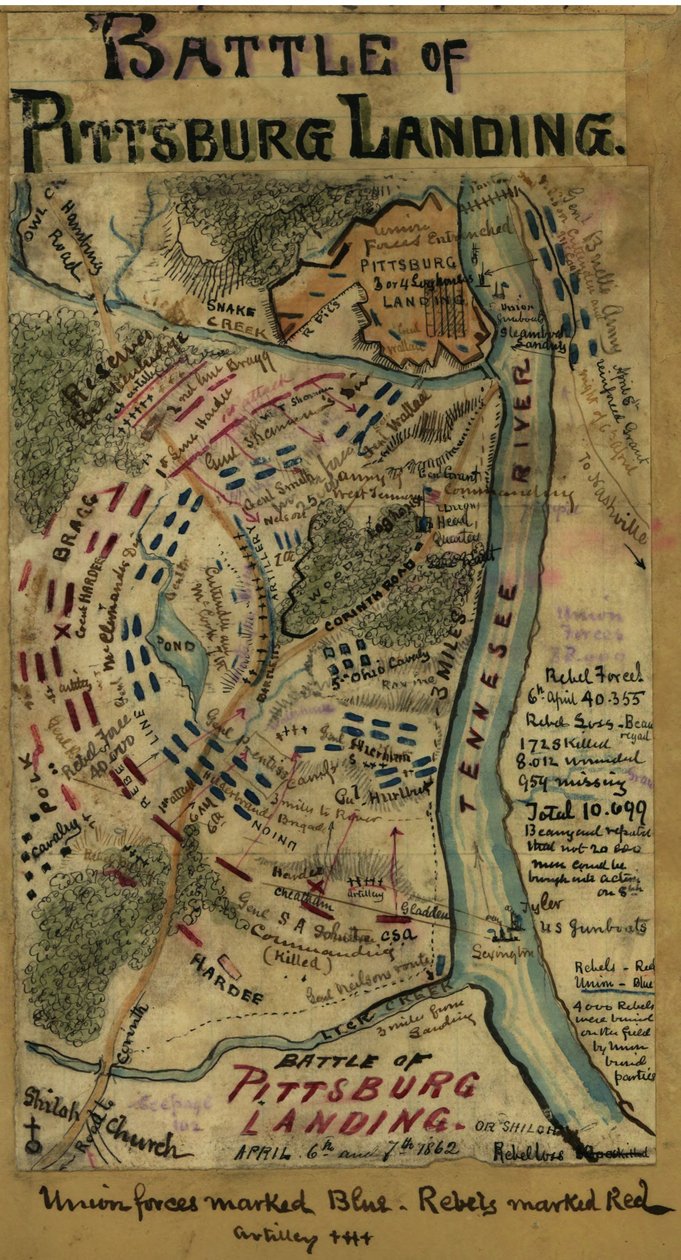 Schlacht von Pittsburg Landing oder Shiloh, 6. und 7. April 1862 von Robert Knox Sneden