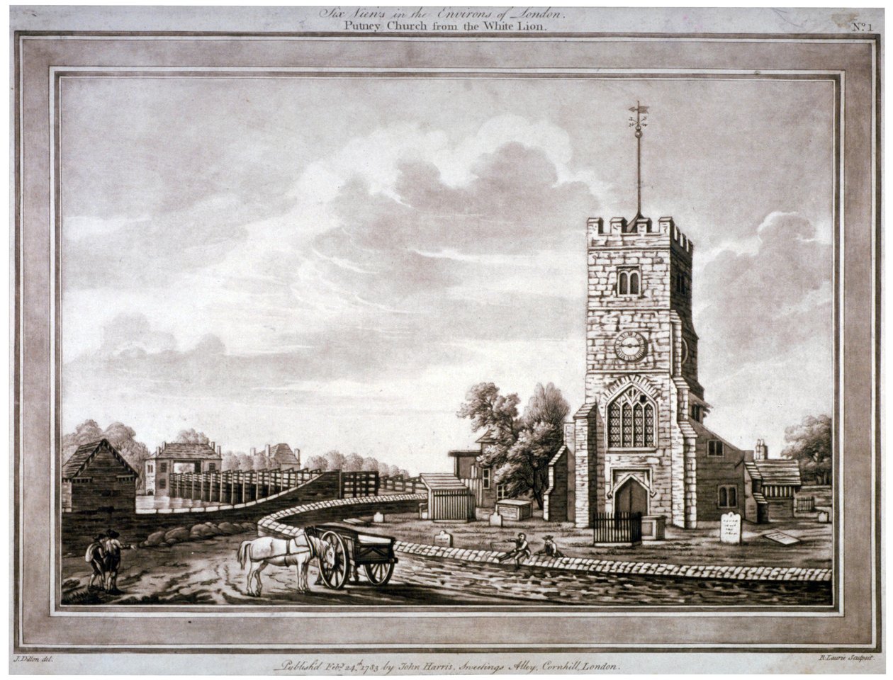 Kirche St. Mary, Putney, Wandsworth, London, 1783 von Robert Laurie