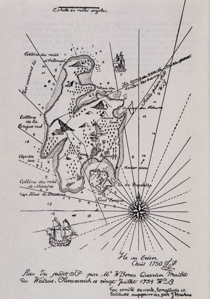 Karte einer Insel im Tresor (Piraten?) von Robert Louis Stevenson