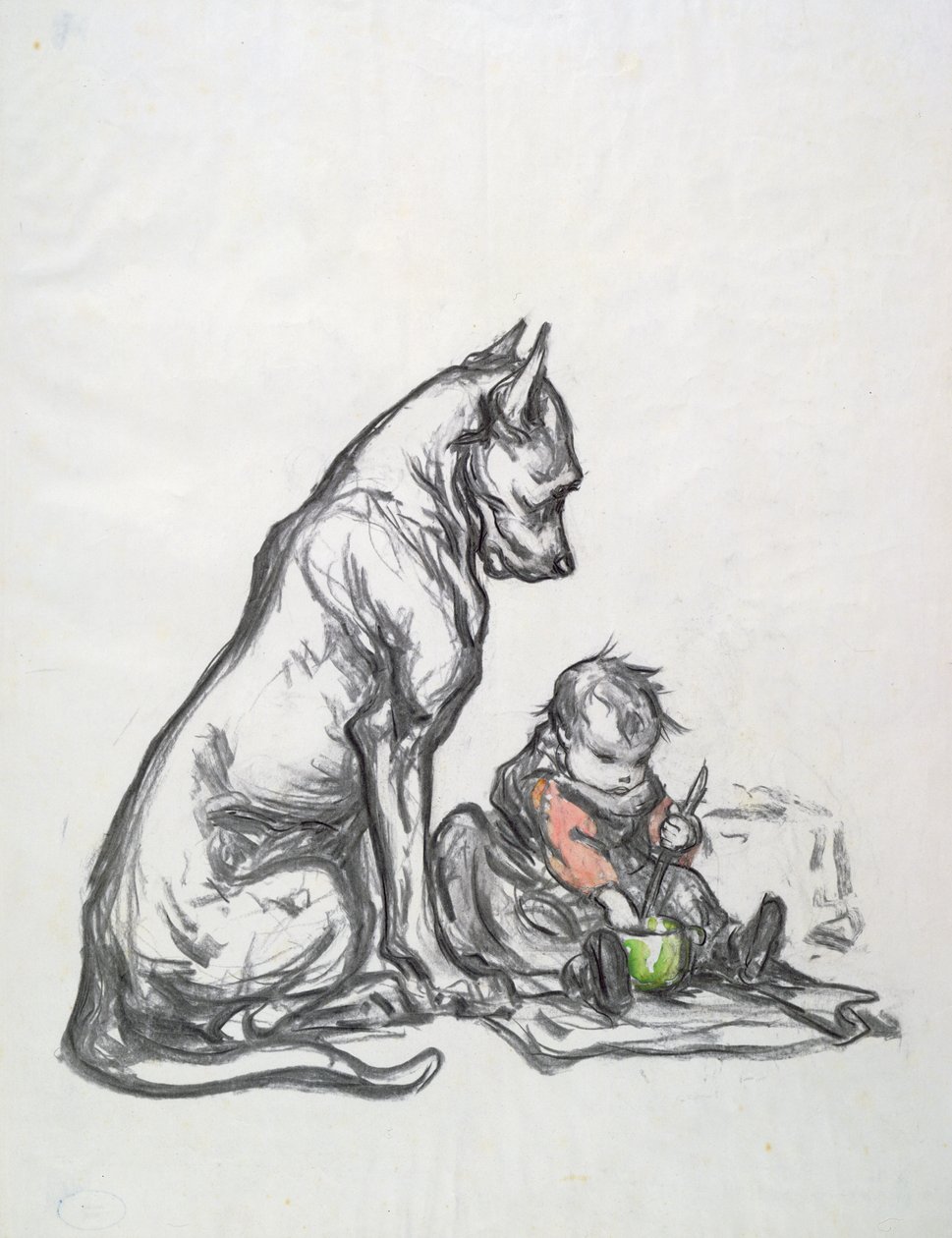 Hund und Kind, frühes 20. Jahrhundert von Robert Noir