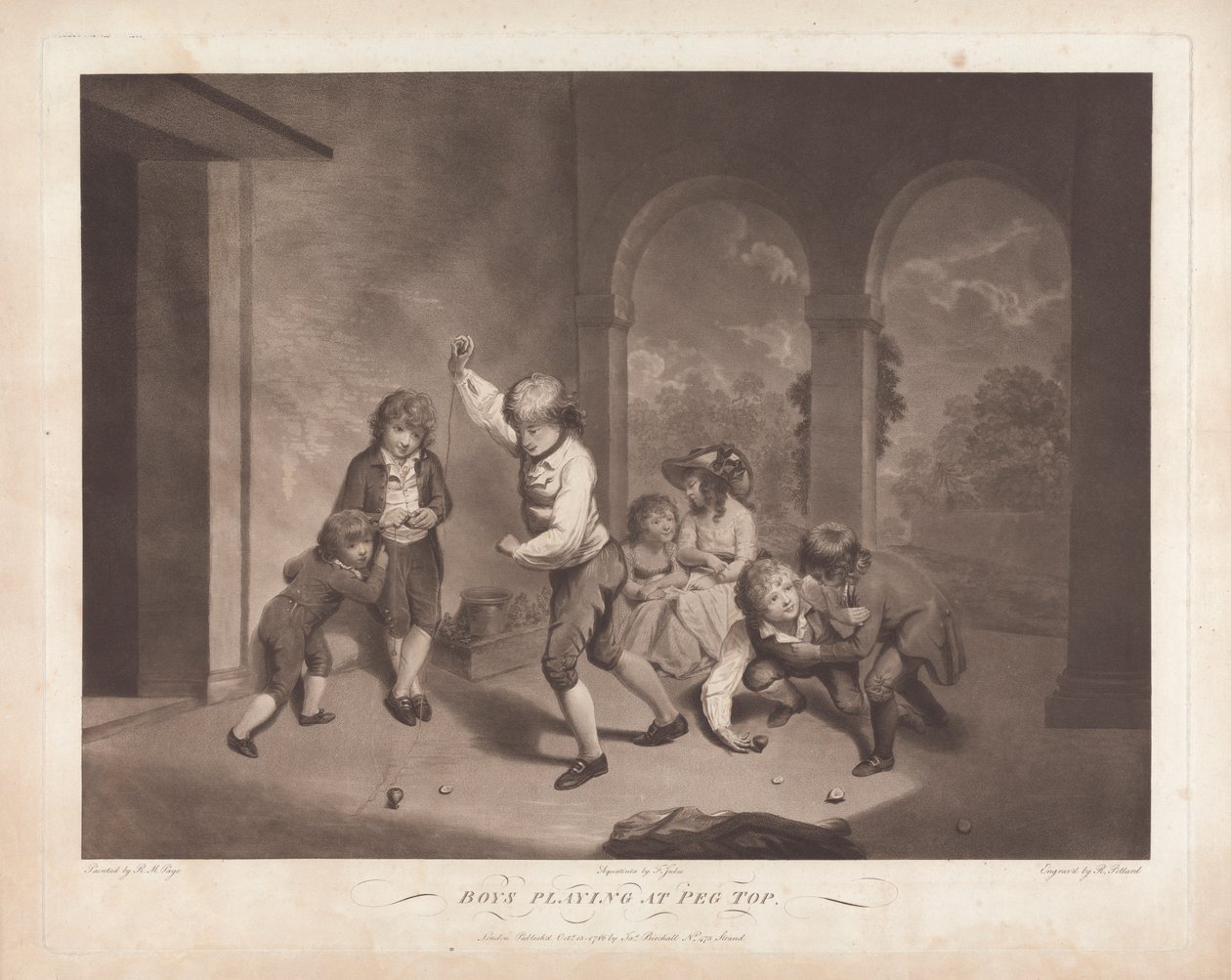 Jungen spielen Kreisel von Robert Pollard