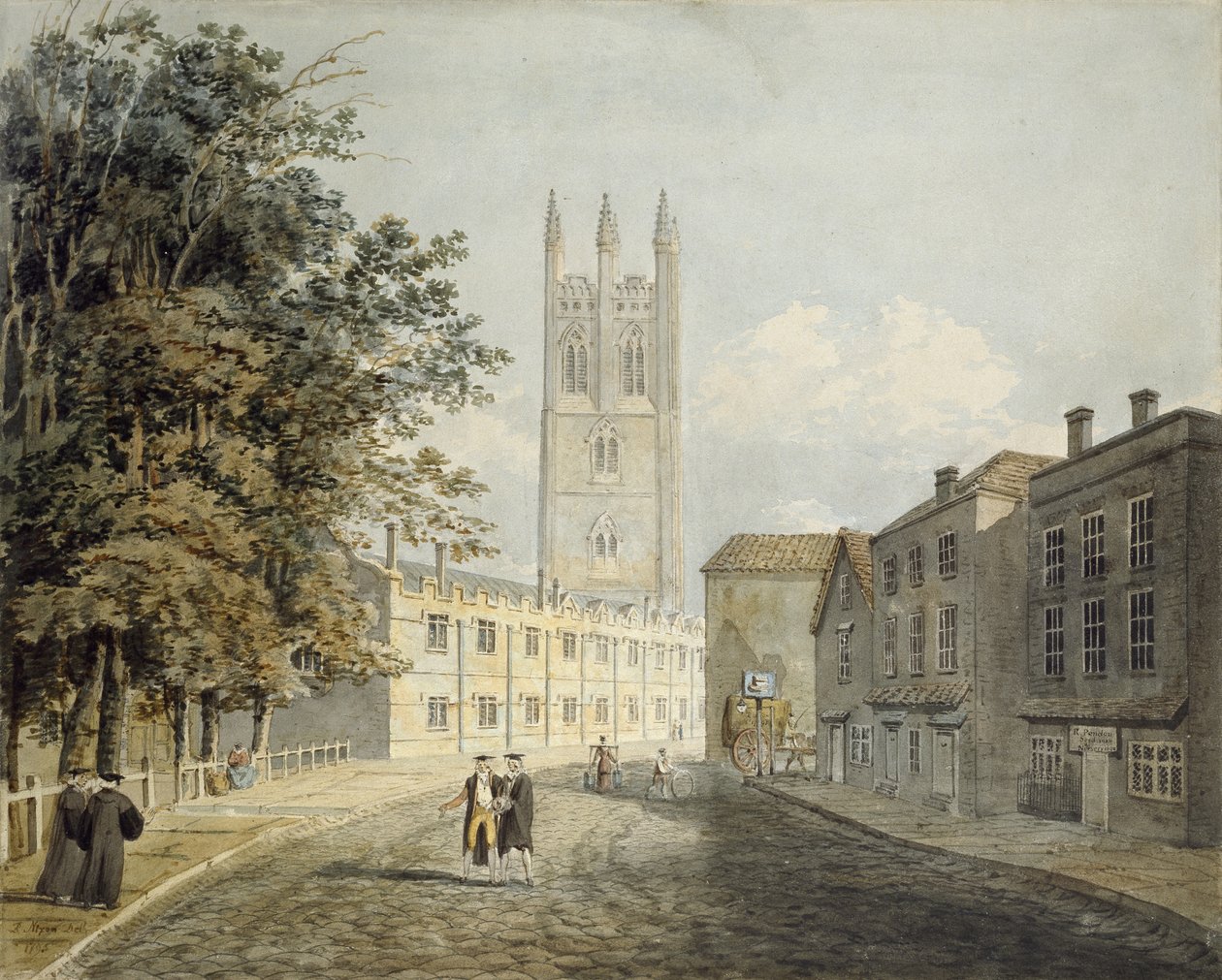Magdalen College und das östliche Ende der High Street, Oxford von Robert Revd Nixon