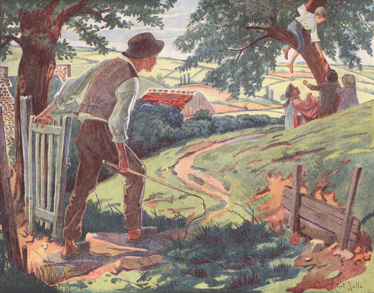 Kinder pflücken Kirschen von Robert Salles