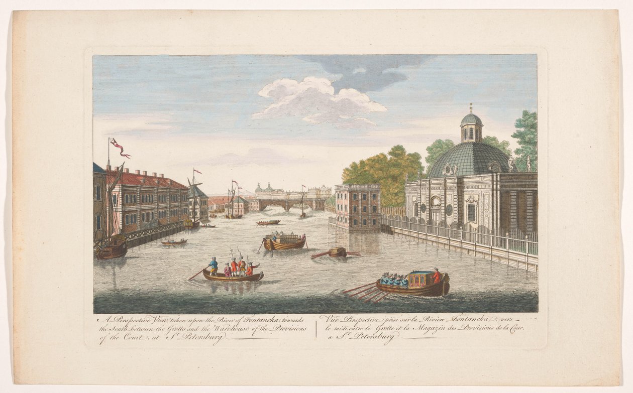 Ansicht des Flusses Fontanka in Sankt Petersburg von der Nordseite von Robert Sayer (possibly)