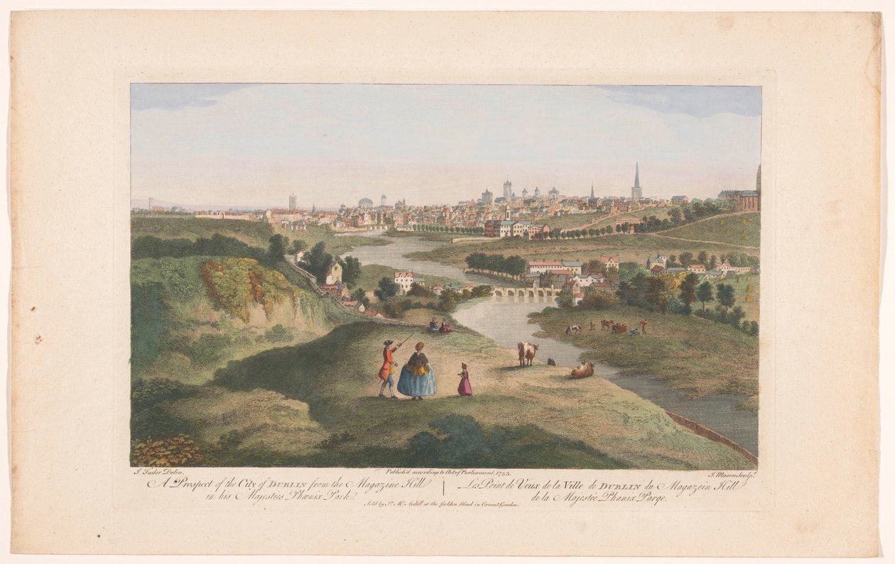 Ansicht der Stadt Dublin vom Phoenix Park aus gesehen von Robert Sayer (possibly)