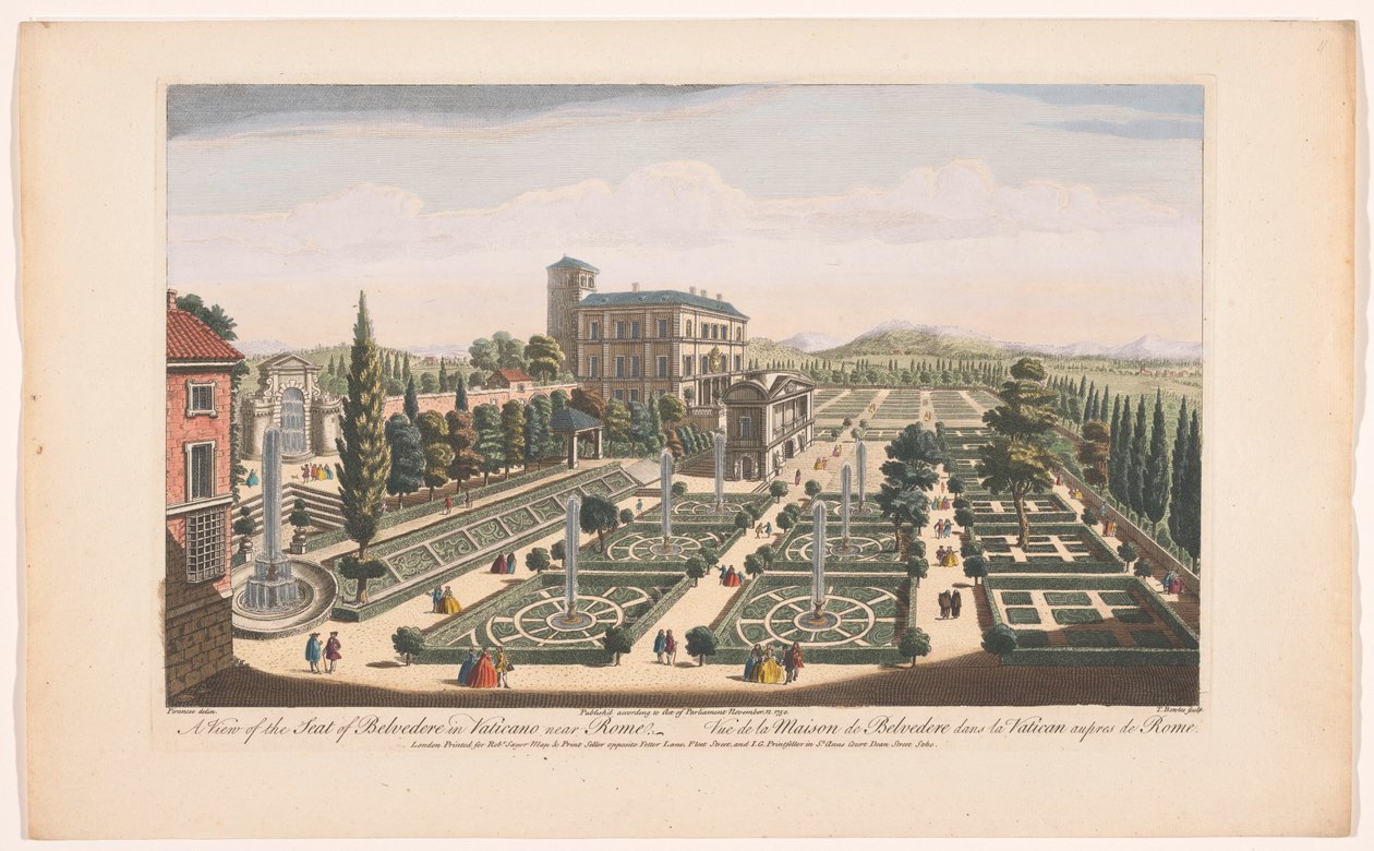 Ansicht der Giardini Vaticani in Vatikanstadt (Serientitel) von Robert Sayer