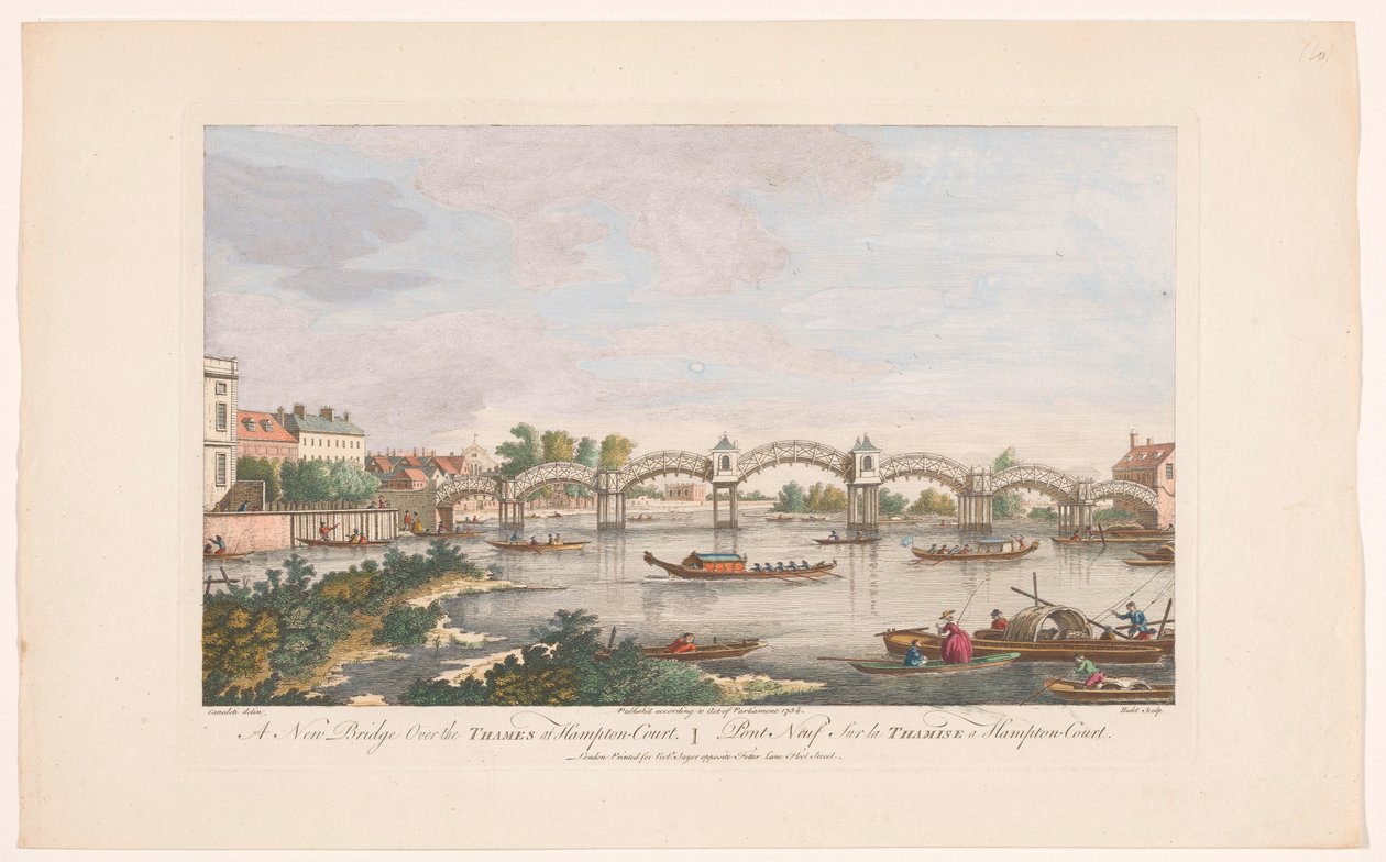 Ansicht der Hampton Court Bridge über die Themse zwischen Hampton und East Molesey von Robert Sayer
