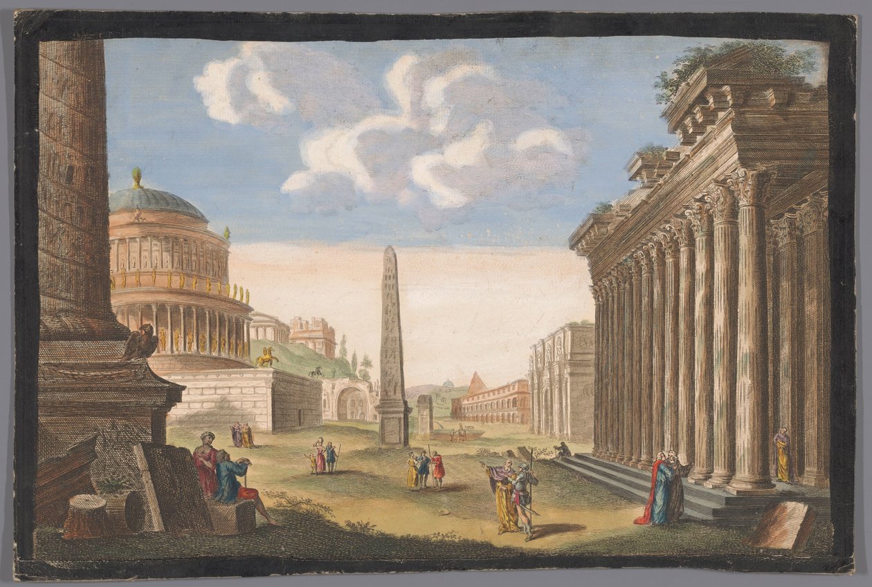 Ansicht der Ruinen der Trajanssäule, des Konstantinsbogens und anderer Monumente in Rom von Robert Sayer