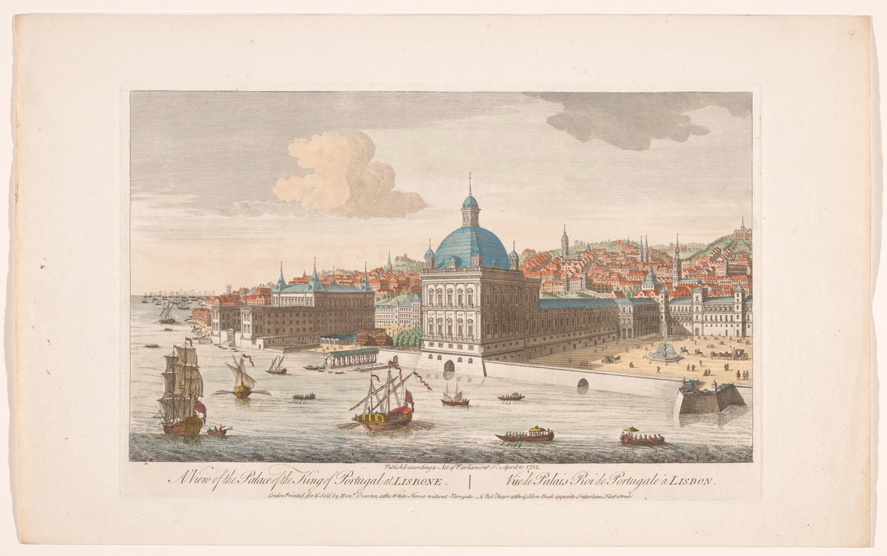 Ansicht des Königspalastes in Lissabon von Robert Sayer