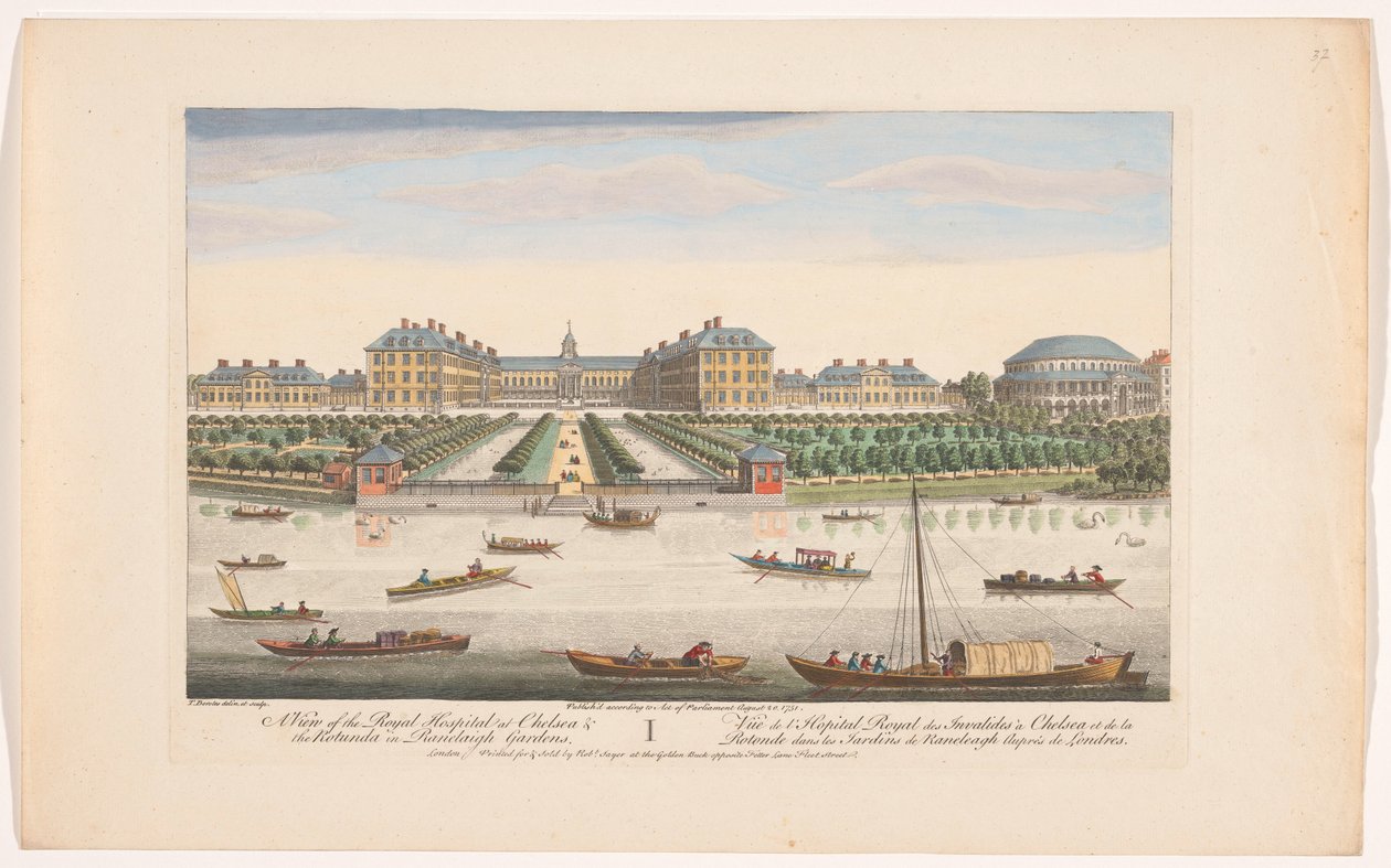 Ansicht des Royal Hospital Chelsea und der Rotunde in den Ranelagh Gardens in London von Robert Sayer