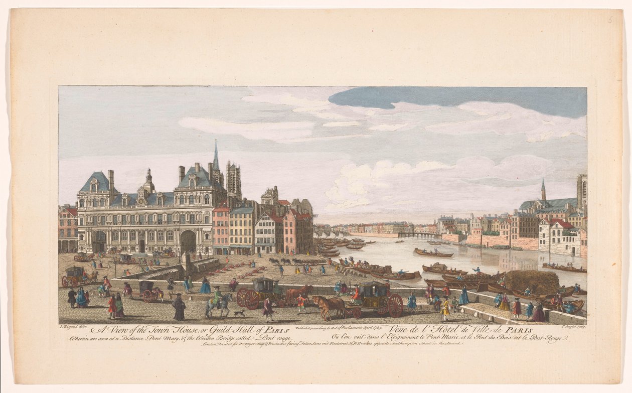 Blick auf das Rathaus und die Seine in Paris von Robert Sayer
