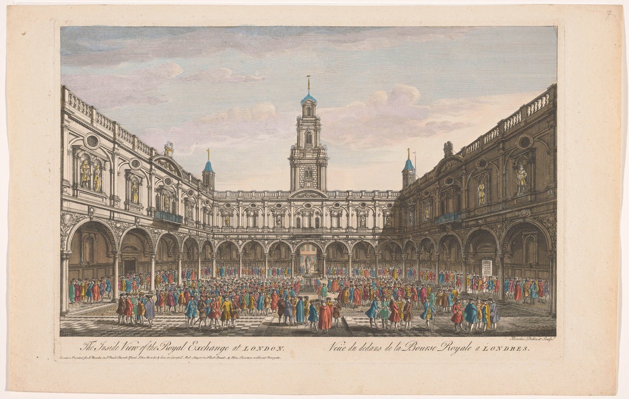 Blick auf das Innere der Royal Exchange in London von Robert Sayer