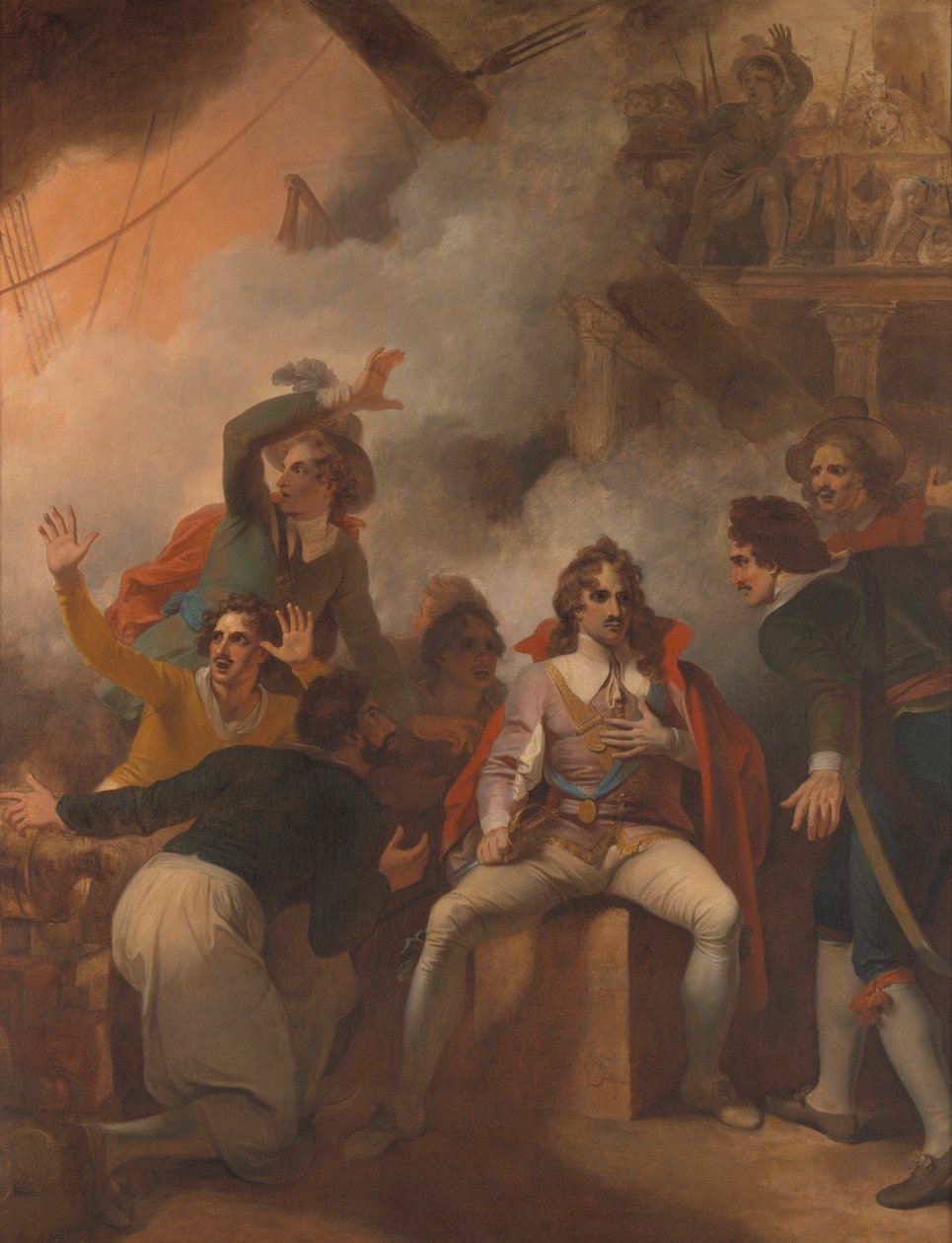 Der Earl of Sandwich weigert sich, sein Schiff während der Schlacht von Solebay zu verlassen von Robert Smirke