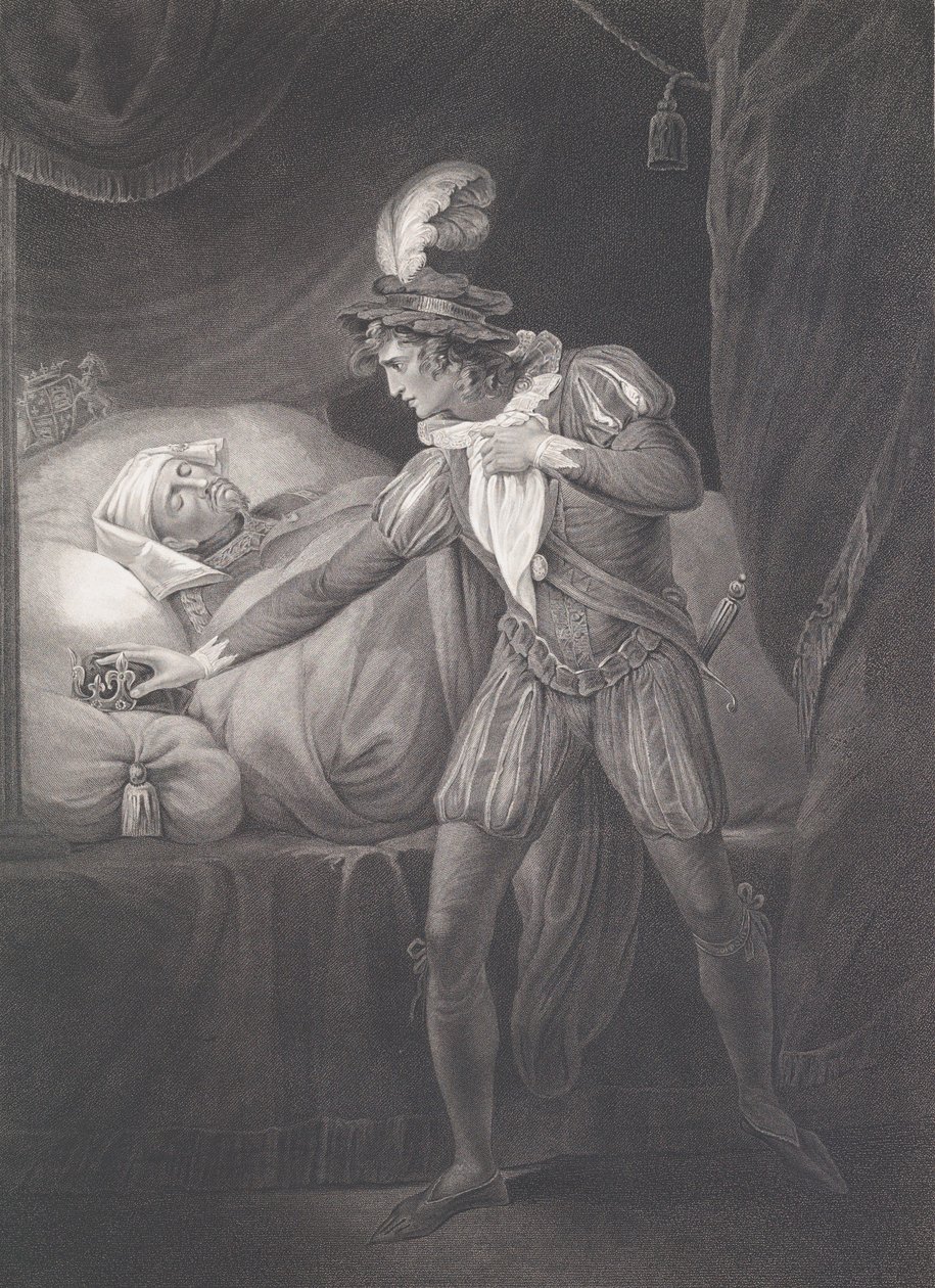 Der Palast von Westminster: König Heinrich und der Prinz von Wales, erstmals veröffentlicht 1795, neu aufgelegt 1852 von Robert Thew