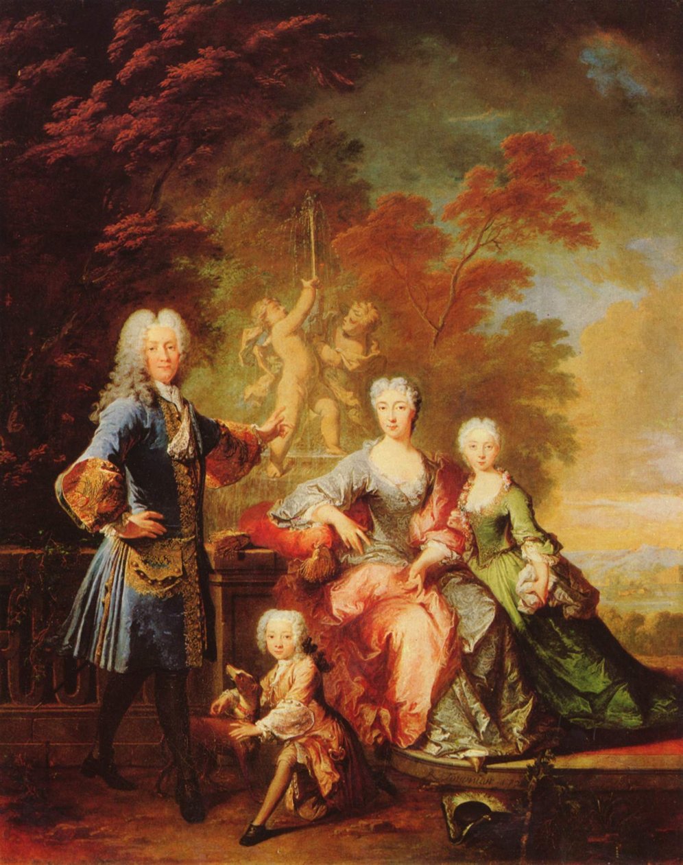 Porträt des Ferdinand Adolf, Graf von Plettenberg und seiner Familie von Robert Tournieres