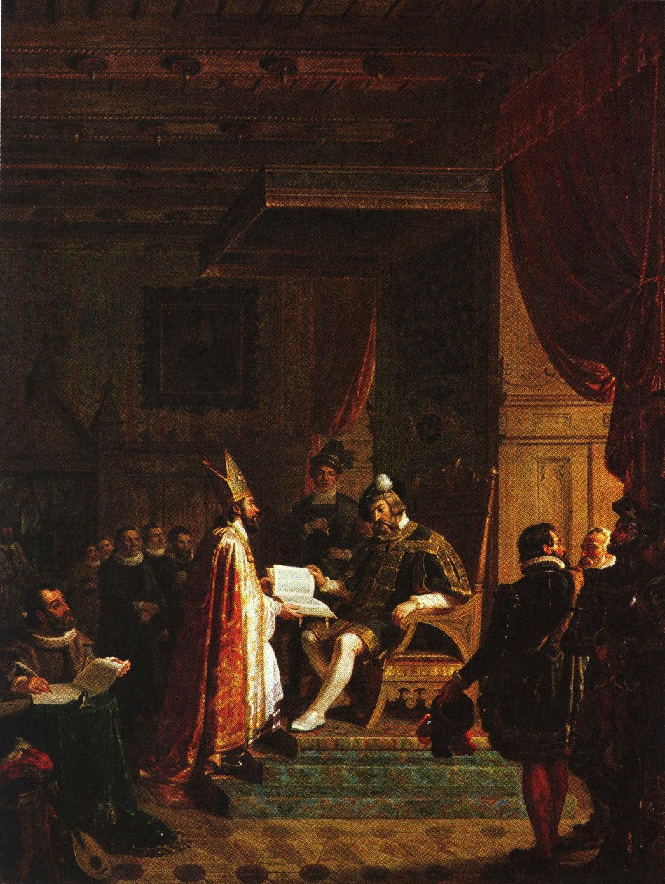 Mikael Agricola übergibt das finnische NT an Gustav Vasa von Robert Wilhelm Ekman